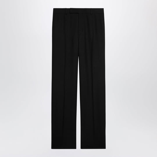 Classic Black Wool Gabardine Trousers