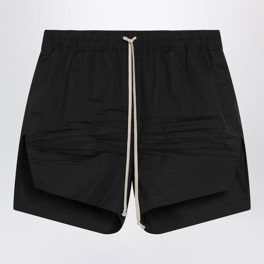 Black Drawstring Shorts In Cotton Poplin