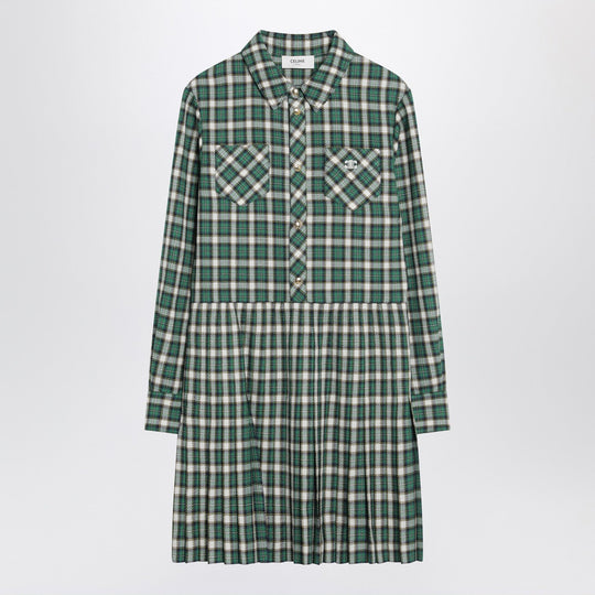 Mini Shirt Dress In Check Wool