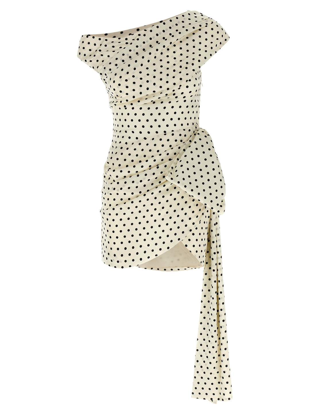 Self Portrait Polka Dot Satin Tie Side Mini Dresses - White/Black | 5d42649e99b3fbfb863157f706e21fe23e10563a