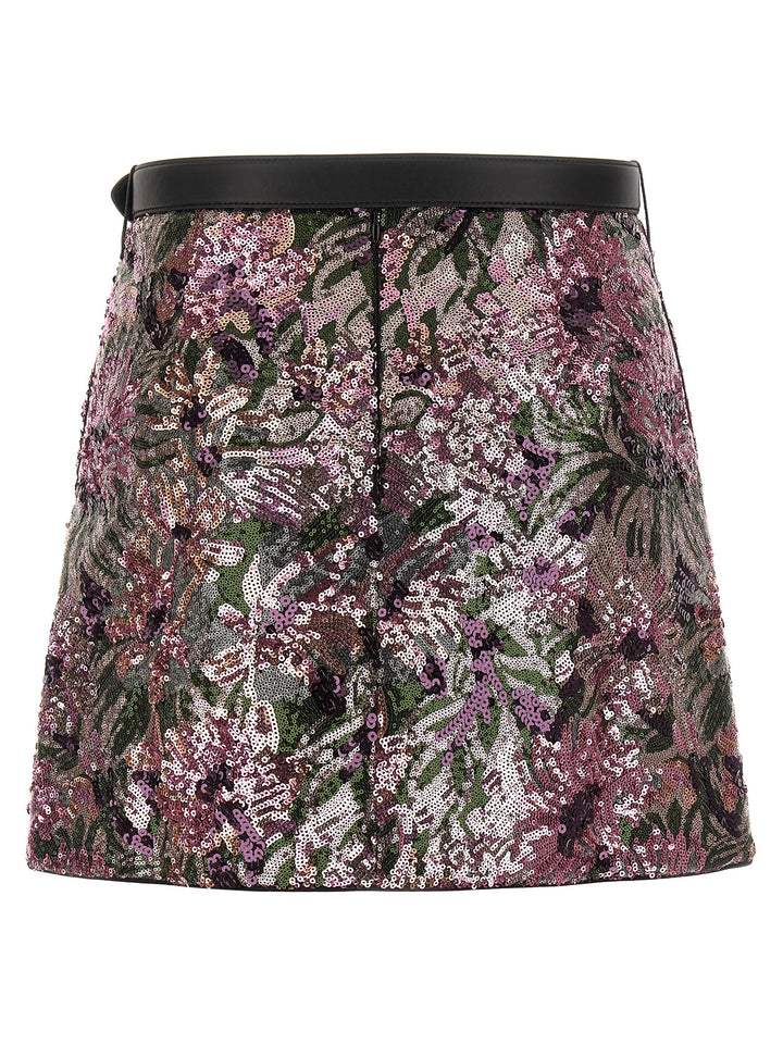 Self Portrait Floral Sequin Mini Skirts - Pink | bb4aaa870481a28f96e3f0fa8475f7cf2b34551f