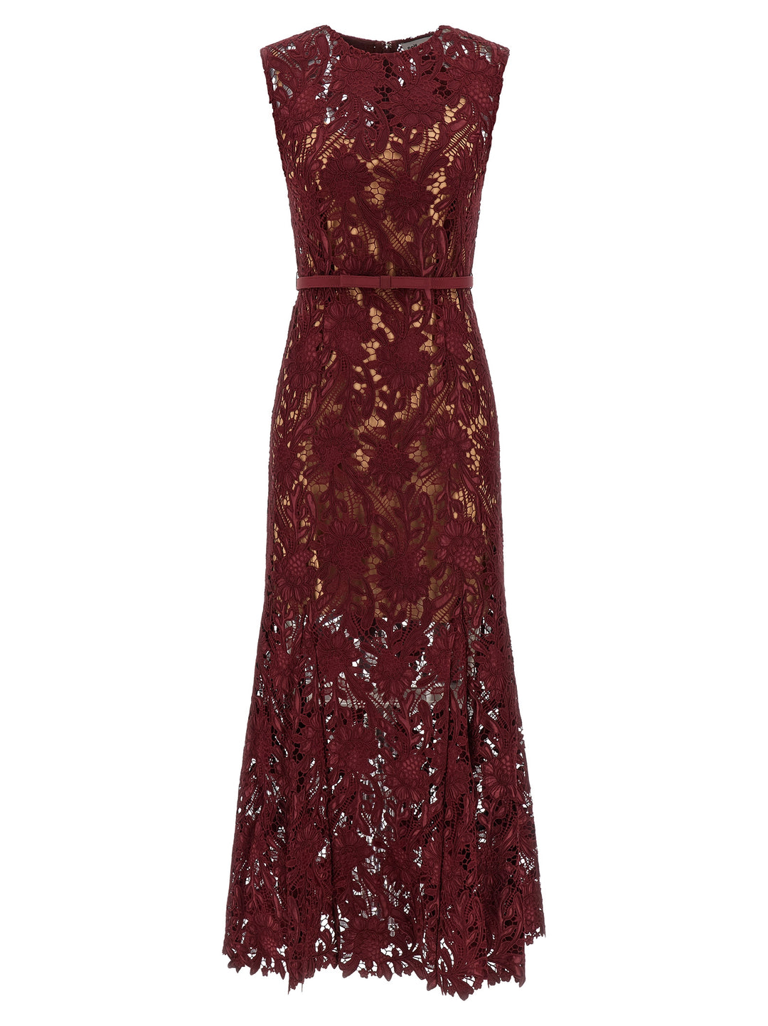 Self Portrait Burgundy Guipure Lace Midi Dresses - Bordeaux | e608486cb1ec755563c48e69aaa9628deb1759b2