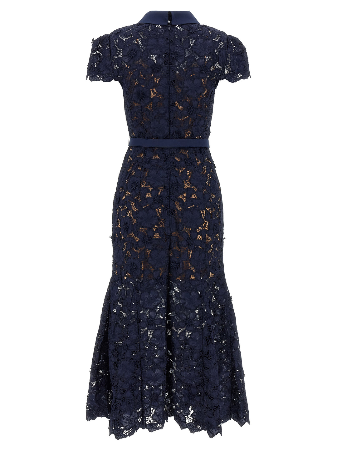 Self Portrait Navy Guipure Lace Midi Dresses - Blue | 7d7dee689a1acb8ddb830c62d608ef3e772b3310