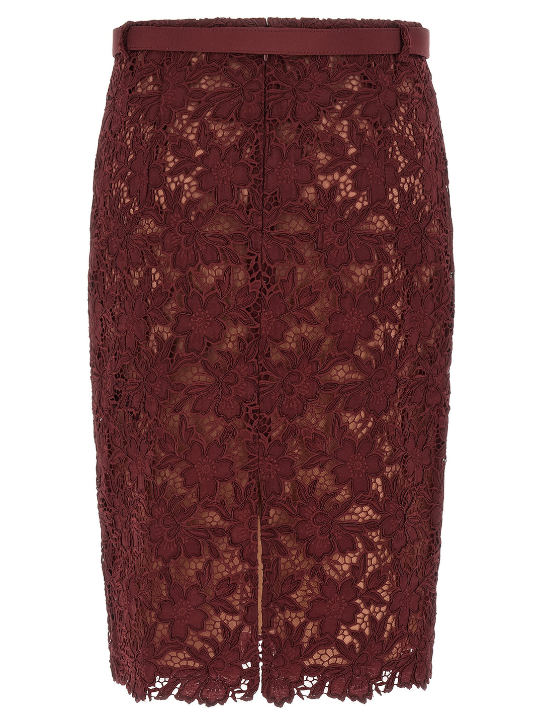 Self Portrait Burgundy Guipure Lace Midi Skirts - Bordeaux | b2cc5c0fbb116a28b66bc52c37aac59897edf961