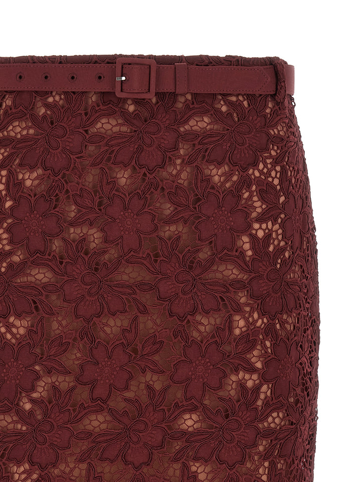 Self Portrait Burgundy Guipure Lace Midi Skirts - Bordeaux | bdca53a0aceabd03c1bf1f191d84effb641c0257