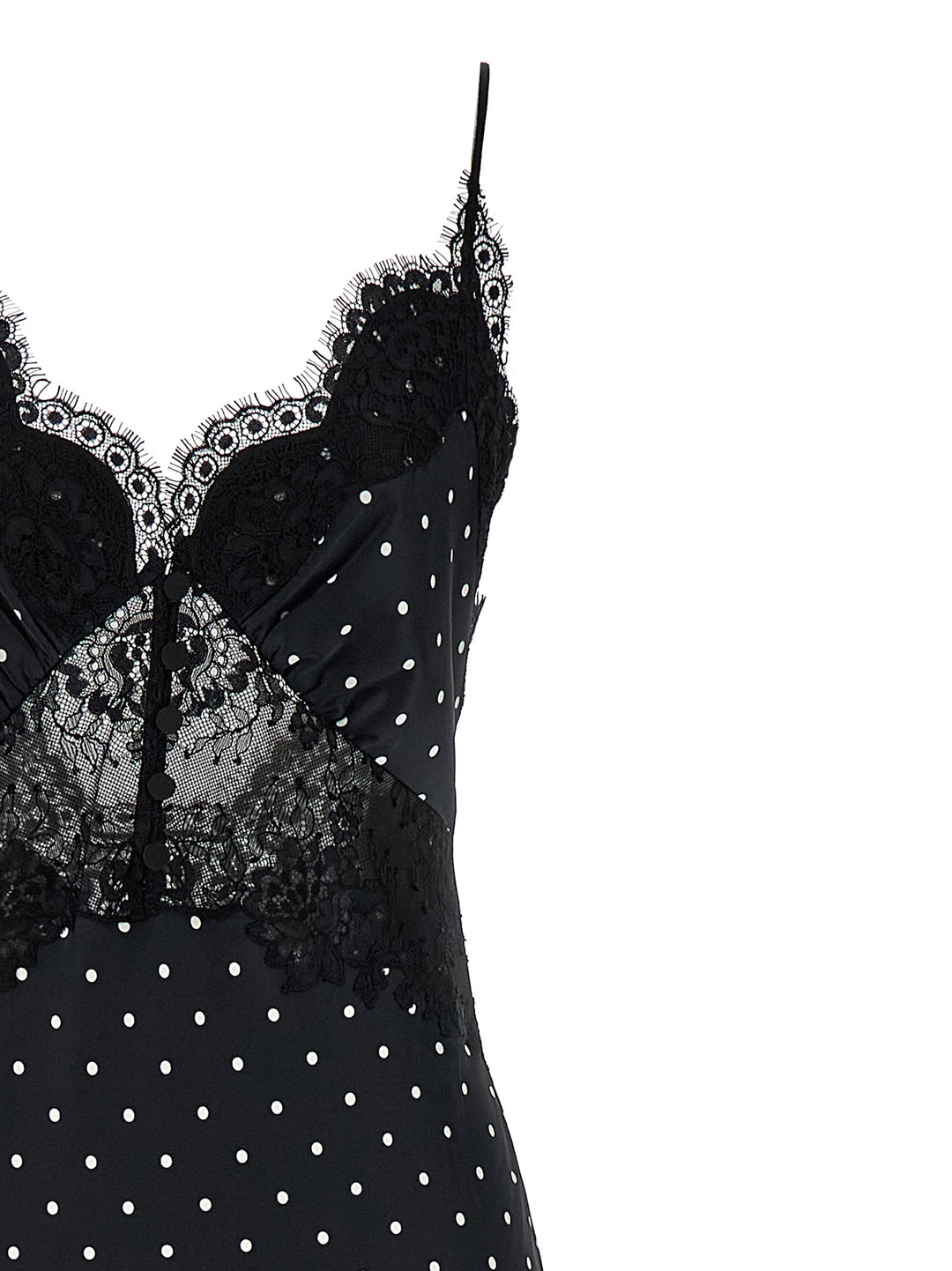 Self Portrait Polka Dot Satin Lace Maxi Dresses - White/Black | a6f816e3958d02e9e4b47657a43ab1b7c0e9bb54