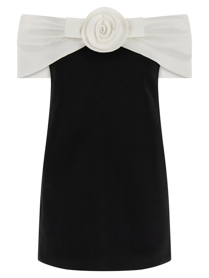 Self Portrait Black Crêpe Flower Mini Skirts - White/Black | 7f8b77547ff1ed7f2a269999e7ec916f74355fcd