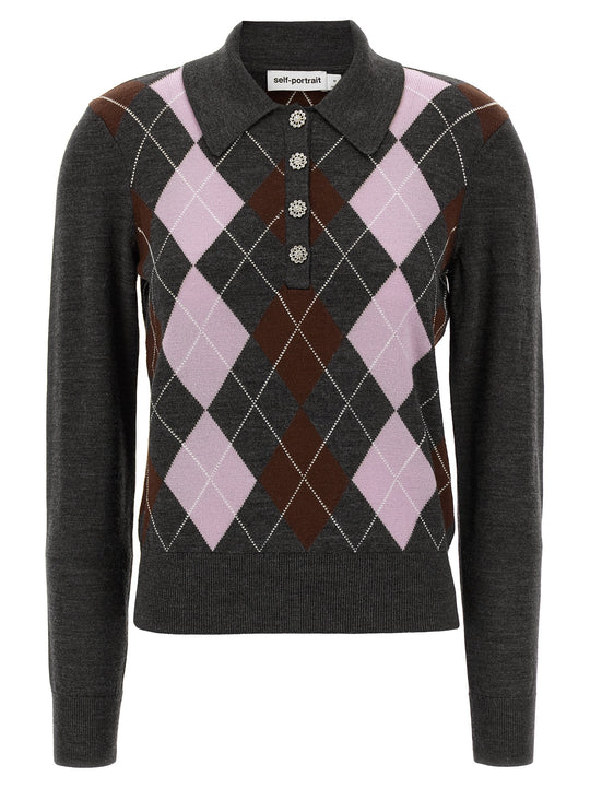 Grey Argyle Lightweight Sweaters And Cardigans Gray