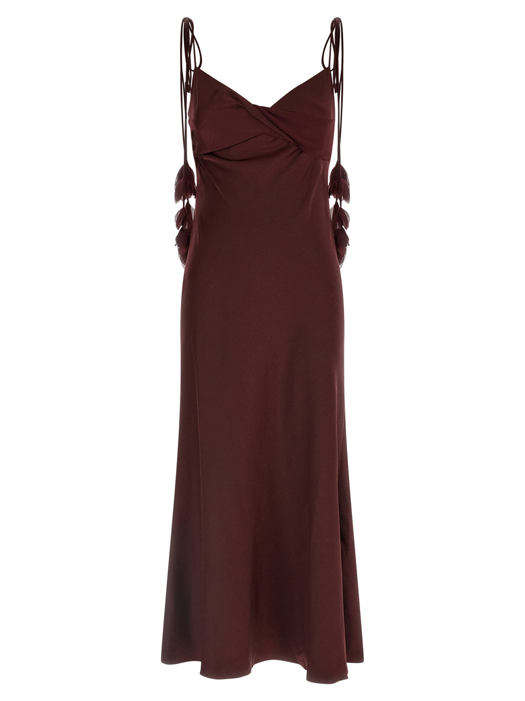 Self Portrait Burgundy Satin Flower Midi Dresses - Bordeaux | e1ffc3102496442dfe9d0f4210a0940f5a1eeb95