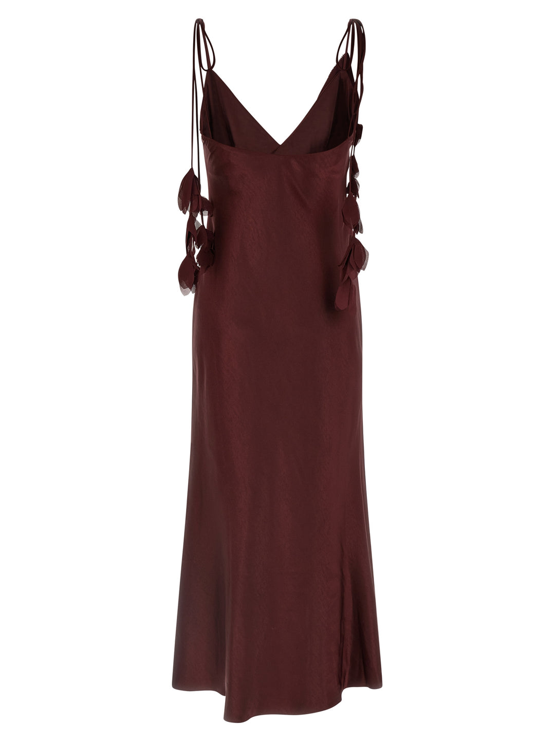 Self Portrait Burgundy Satin Flower Midi Dresses - Bordeaux | 0cd81151965bfaf69b07f4a1fc3d70012f90c31e