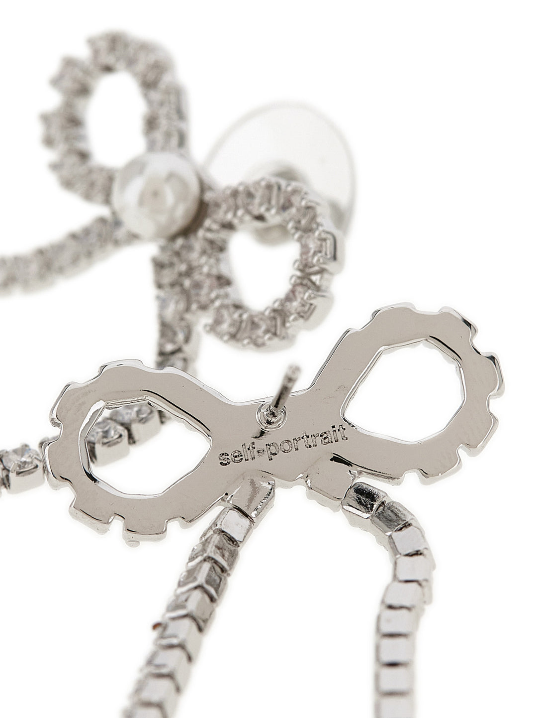 Self Portrait Crystal Droplet Bow Jewelry - Silver | 637958c5dfcd6efbfea39ba0e1ce061274f9ce6f