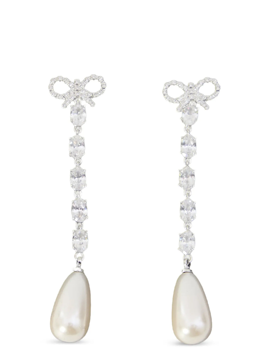 Self Portrait Bow Pearl Droplet Jewelry - Silver | c3a14d96a2513b86743ff284b430b613ede5a679