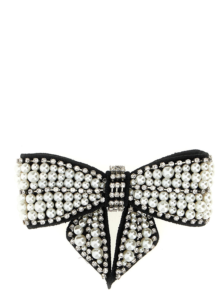 Self Portrait Black Pearl Satin Bow Hair Accessories - Black | 34e1edeeec4f7bcc0b44c2963506e12664bb73a0