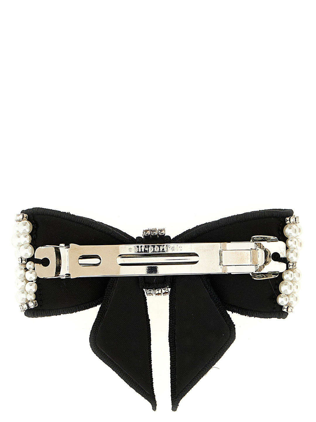 Self Portrait Black Pearl Satin Bow Hair Accessories - Black | 1749ee35c0f741ad3095c16703fa8cc443ba8847