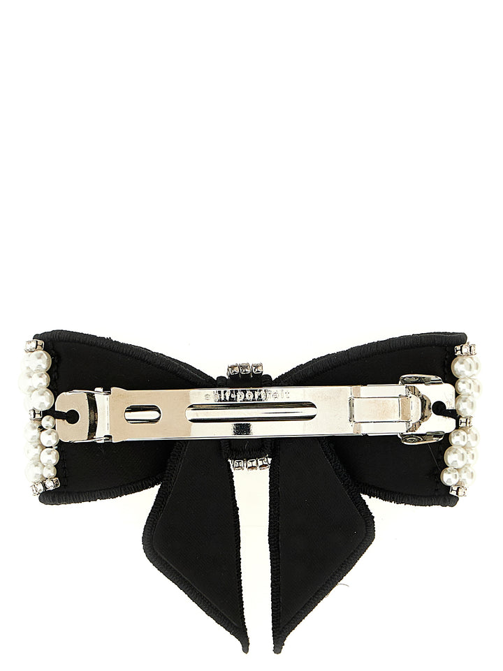 Self Portrait Black Pearl Satin Bow Hair Accessories - Black | 1749ee35c0f741ad3095c16703fa8cc443ba8847