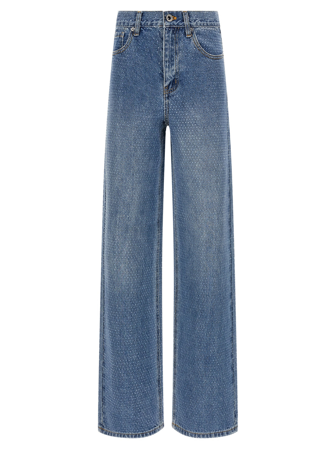 Self Portrait Rhinestone Denim Straight Leg Jeans - Blue | ee6947fa2df0470e5e09c9086d3844f18f1f504f