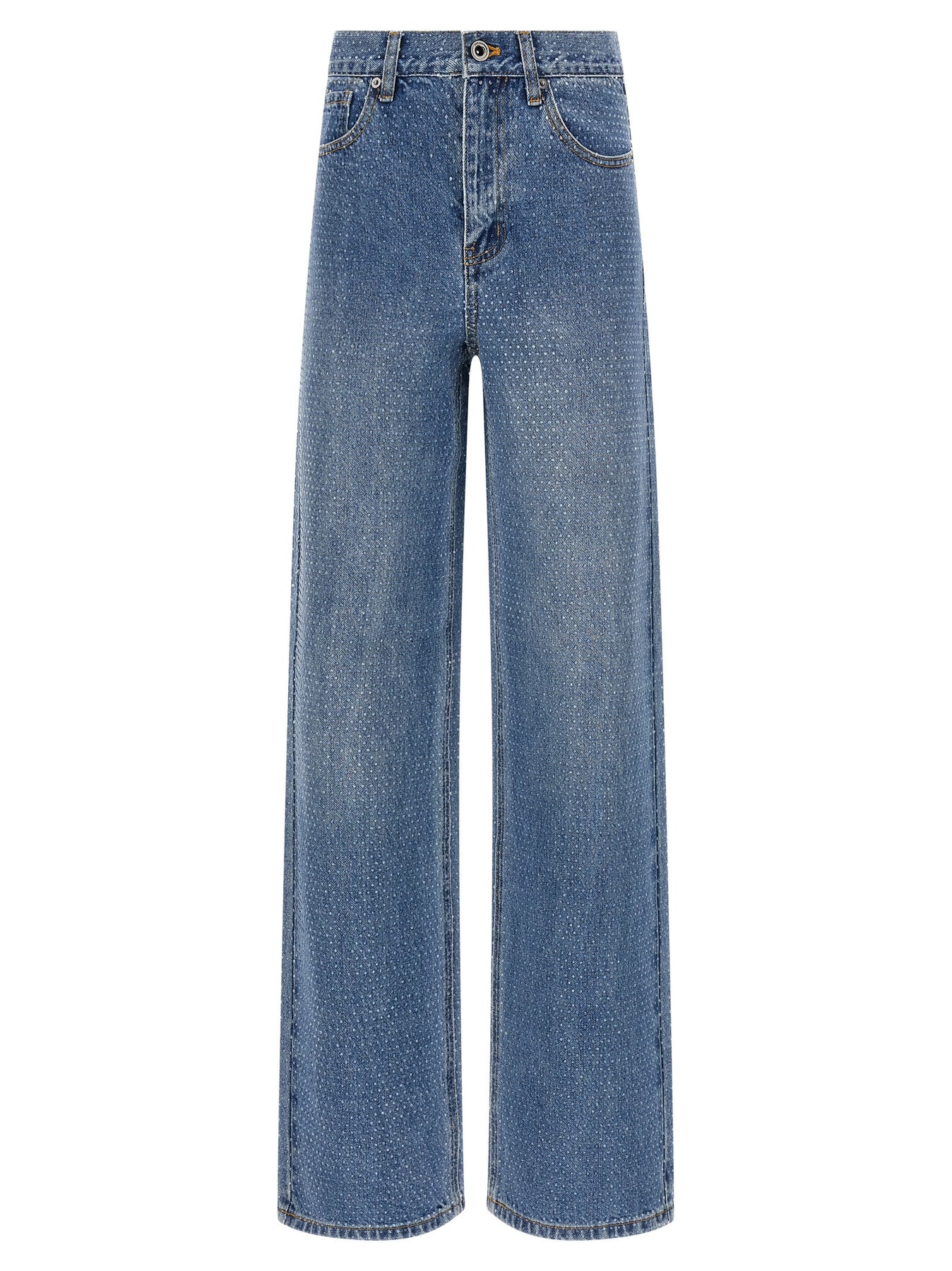 Self Portrait Rhinestone Denim Straight Leg Jeans - Blue | ee6947fa2df0470e5e09c9086d3844f18f1f504f