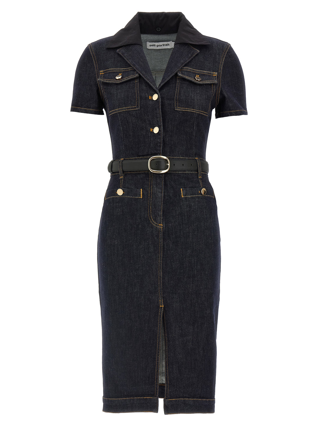 Self Portrait Indigo Denim Midi Skirts - Blue | d90f4d70909fbe6ac816914fe1310c86acd29aa0