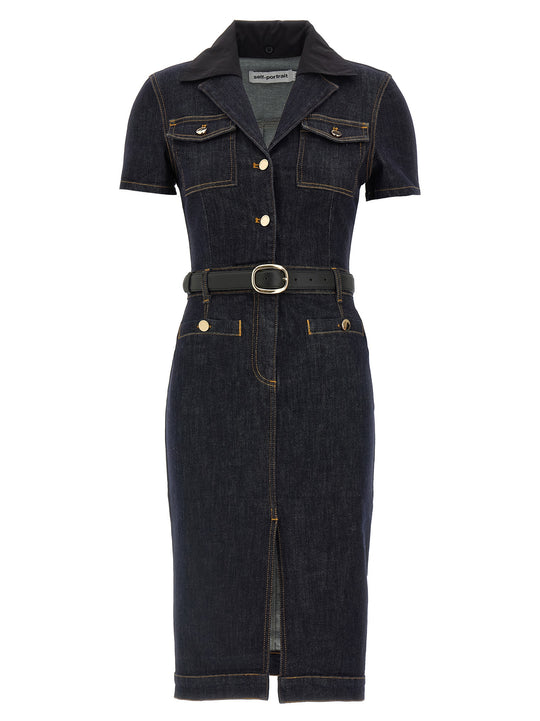 Indigo Denim Midi Skirts Blue