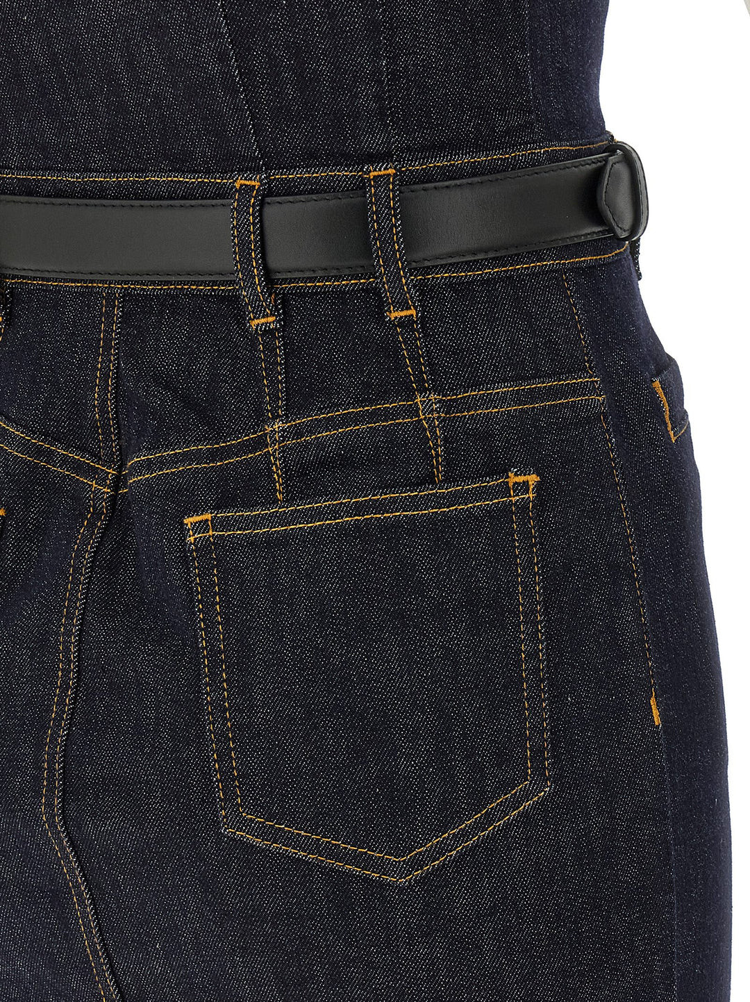 Self Portrait Indigo Denim Midi Skirts - Blue | af574b921a102742231d3ad1d6cda3ffd2ebff5c