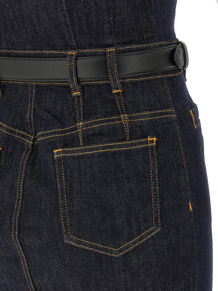 Self Portrait Indigo Denim Midi Skirts - Blue | af574b921a102742231d3ad1d6cda3ffd2ebff5c