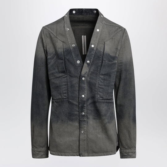 V-Neck Shirt In Grey Degradé Denim