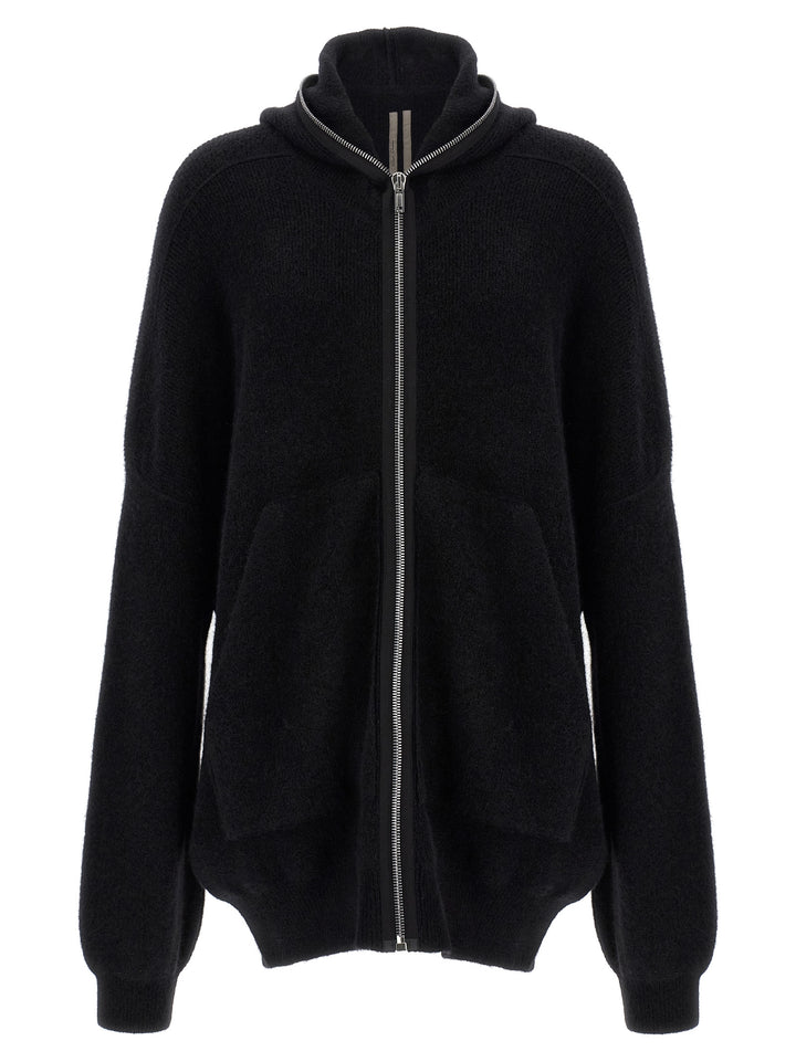 Rick Owens Hooded Wool Cardigan Sweaters and Cardigans - Black | c13bcda7fda2f73f1a415944a0360fb8ca5f311b