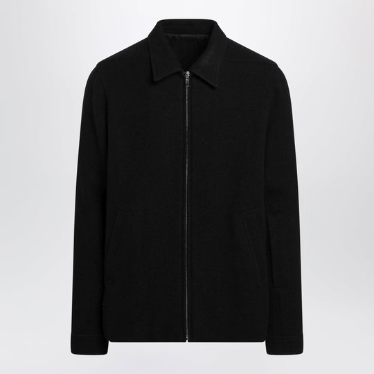Black Wool Zip-Up Jacket