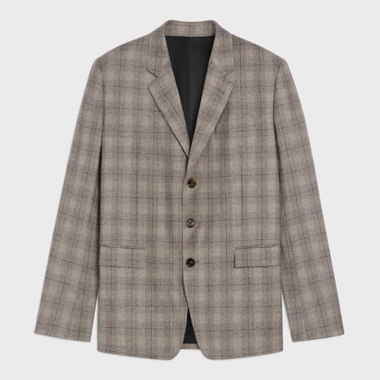 Tailored Jacket In Prince Of Wales Wool Flannel
