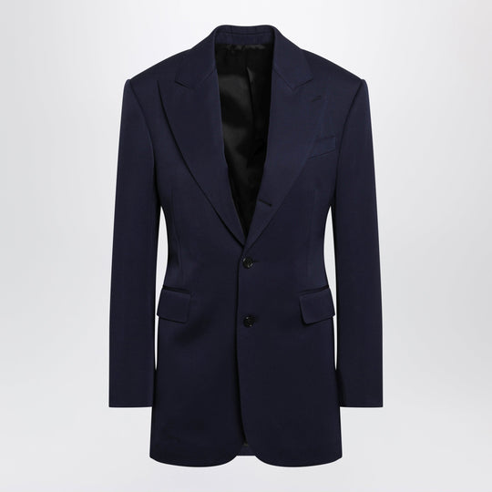 Navy Blue Single-Breasted Wool Jacket