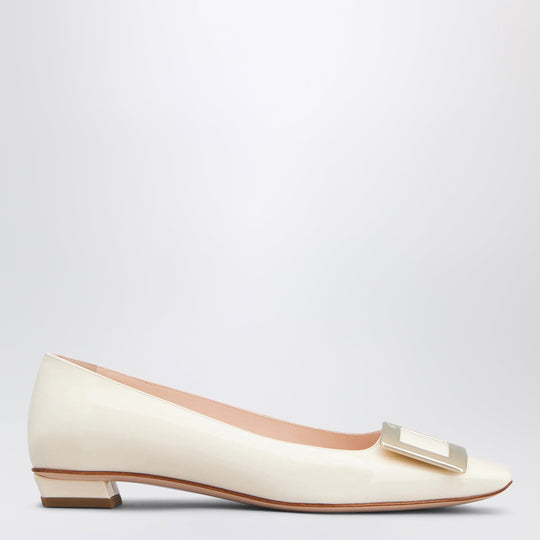 Belle Vivier White Patent Leather Ballet Flats