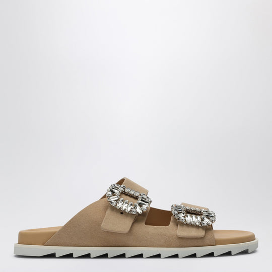 Beige Suede Slidy Viv' Mule