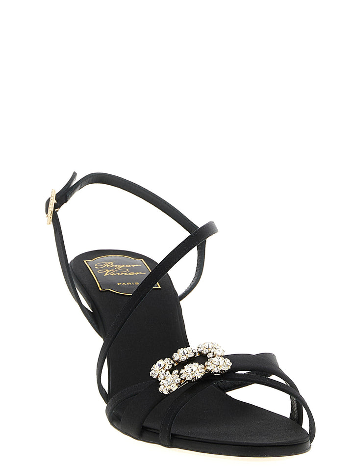 Roger Vivier Mini Flower Strass Sandals - Black | fd7945aa9211b83879de74f89ba6475d4c9a0deb