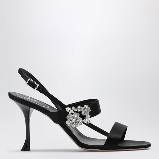 Black Satin Efflorescence Sandals