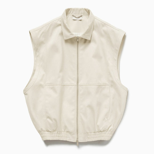 Light Cream Gabardine Zip Up Vest
