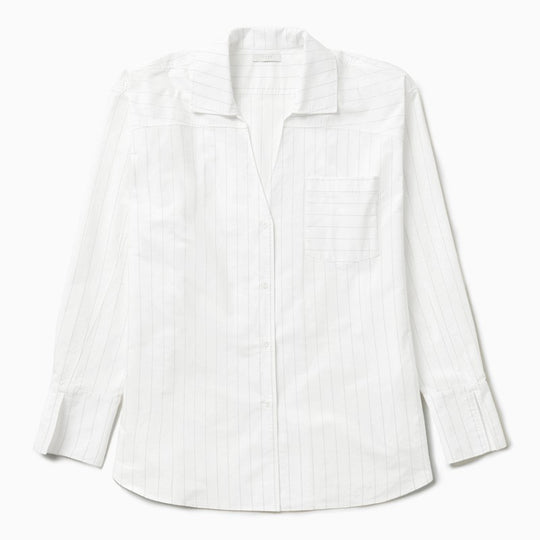 Striped L/S Shirt Dress White