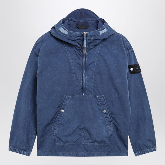 Indigo Blue Nylon Half-Zip Jacket