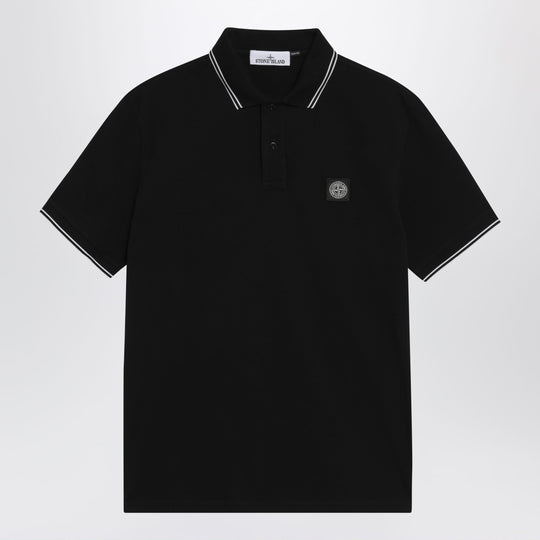 Black Polo With Compass Logo Patch