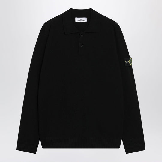 Black Wool Polo Sweater
