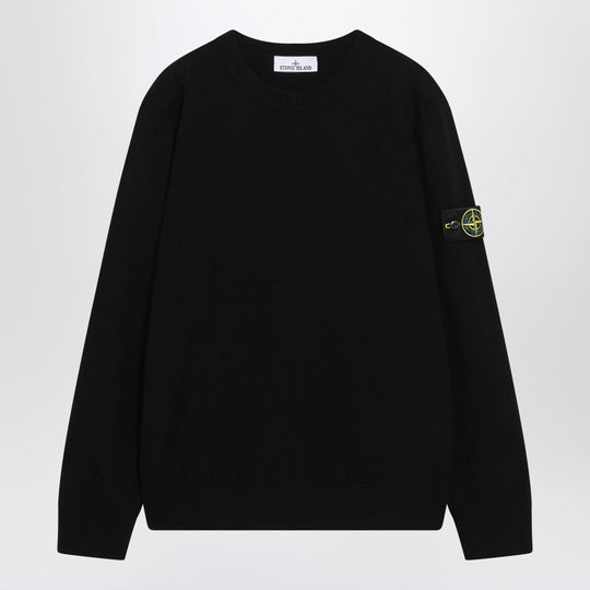 Black Wool Crew-Neck Sweater