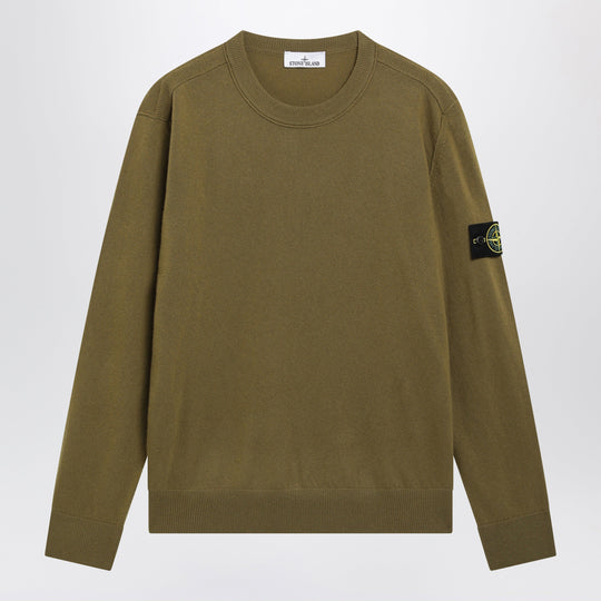Cactus-Colored Crewneck Sweater In Wool