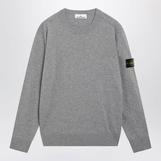 Grey Mélange Crewneck Sweater In Wool