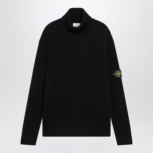 Navy Blue Ribbed Turtleneck Sweater