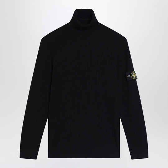 Black Ribbed Turtleneck Sweater