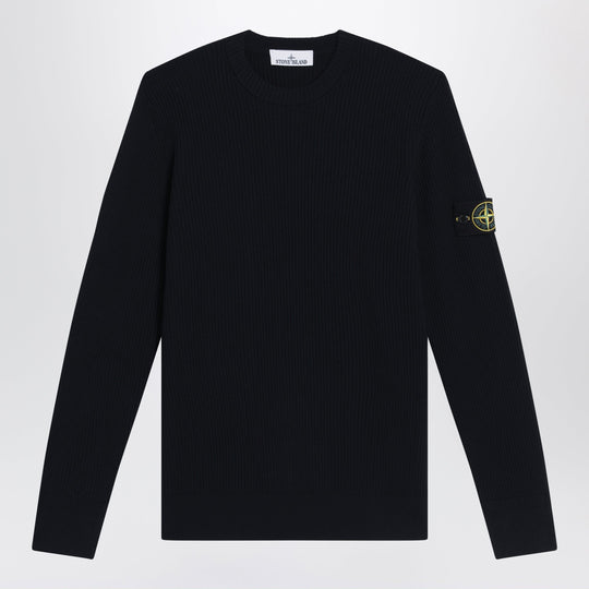Navy Blue Ribbed Crew-Neck Sweater