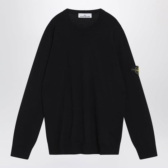 Navy Blue Wool Crew-Neck Sweater