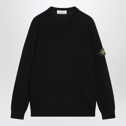 Black Wool Crew-Neck Sweater