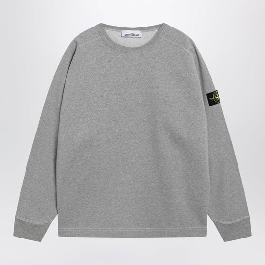 Oversized Crewneck Sweatshirt With Raglan Sleeves In Melange Cotton In Grey
