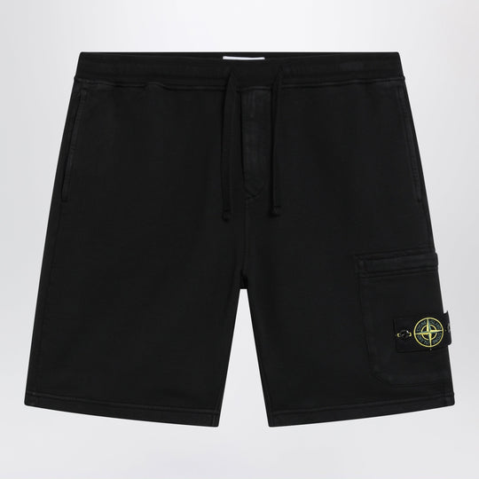 Black Organic Cotton Fleece Jogger Shorts