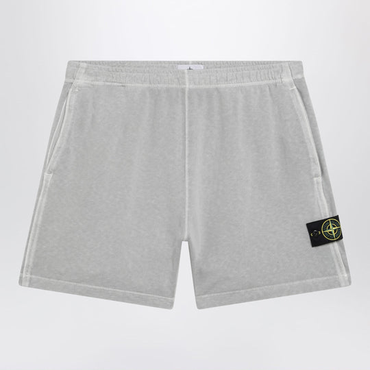 Pearl Grey Cotton Fleece Jogger Shorts